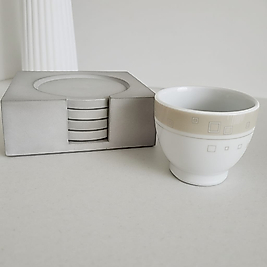Beton Bardak Altlığı Set Gri Fincan Çay Bardağı Gri