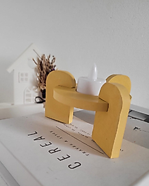 Sarı Beton Tealight Mum Sehpası