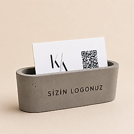 Kişiye Özel Beton Kartvizitlik – Logo Baskılı Promosyon Masaüstü Kartlık