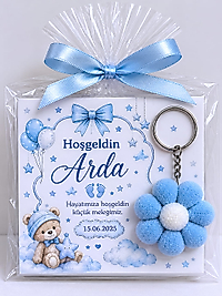Kişiye Özel Söz Nişan Düğün Mevlüd Doğum Günü Anahtarlığı  Mavi