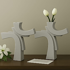 Asimetrik Form Beton Vazo – Minimal & Sanatsal Dekor Gri 2 Li