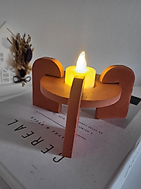 Kiremit Beton Tealight Mum Sehpası