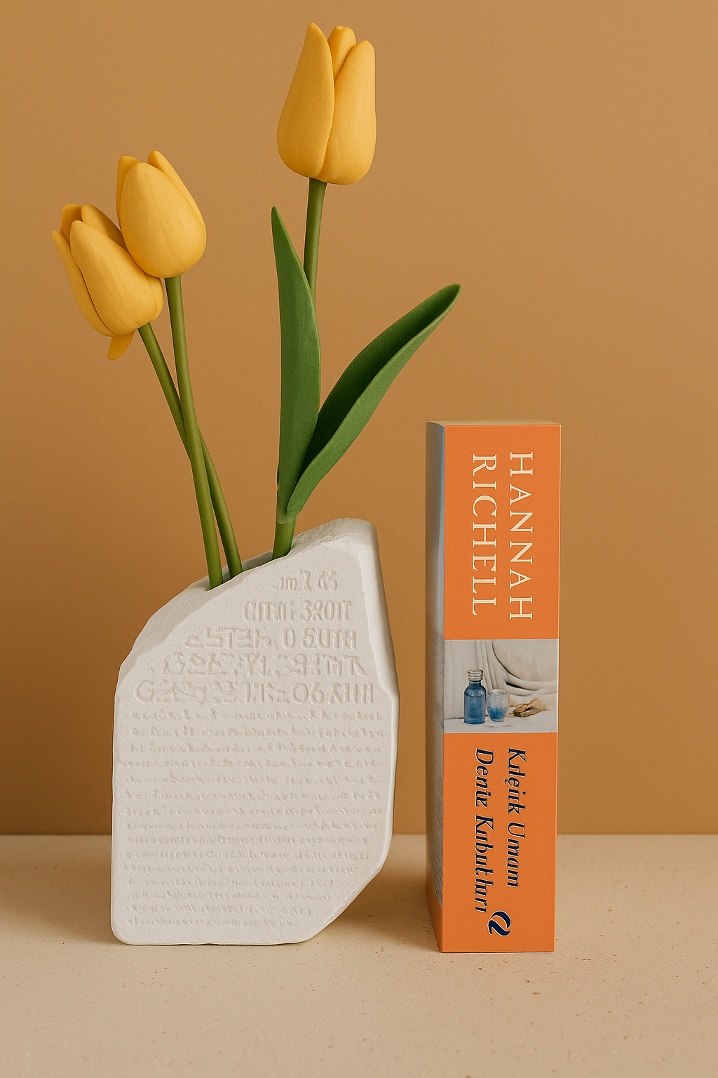 Beton Kitap Tututculu Vazo Antik Mısır Detaylı