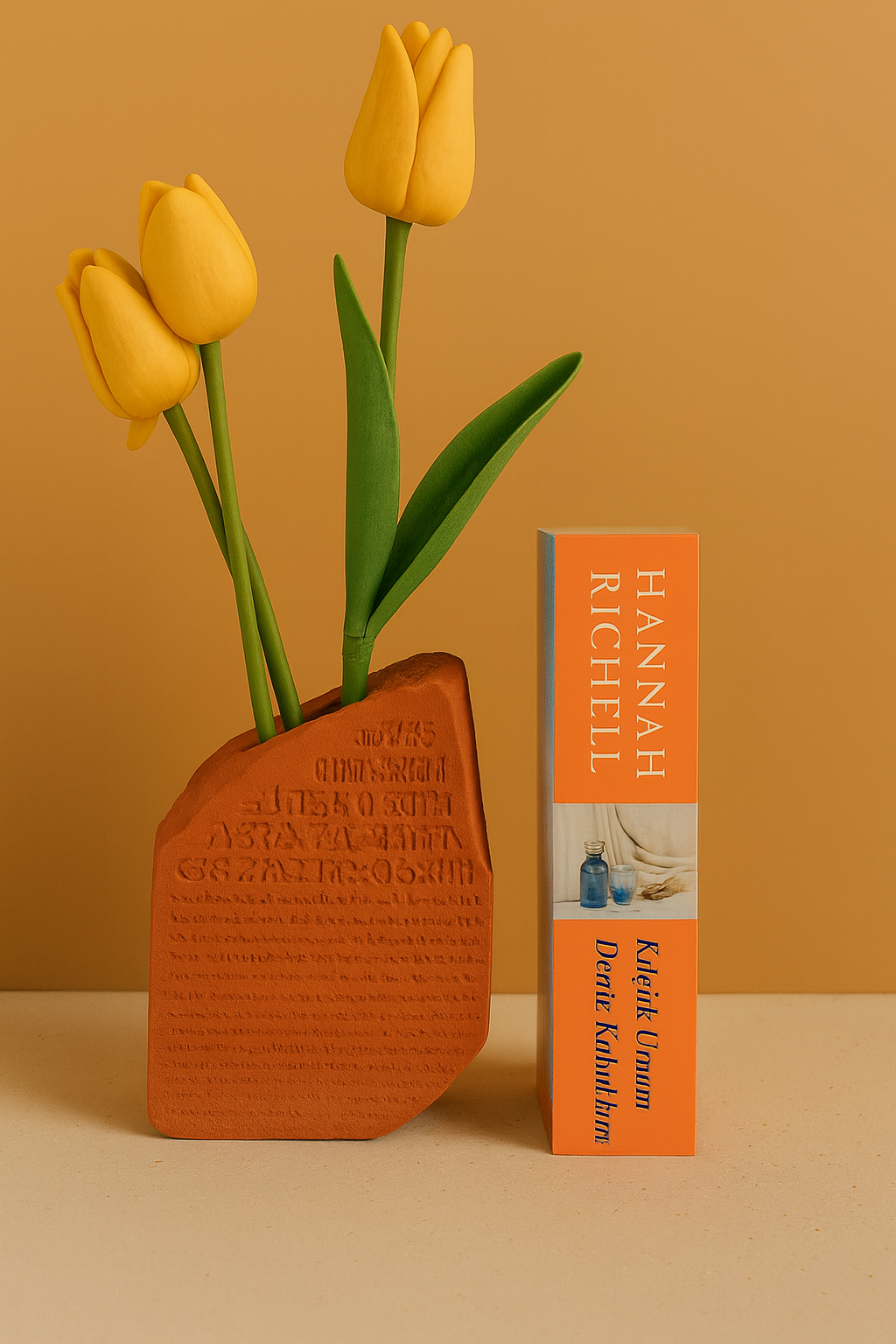 Beton Kitap Tututculu Vazo Antik Mısır Detaylı