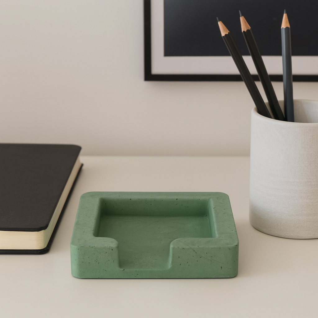 Yeşil Beton Bloknotluk – Masaüstü Ofis Aksesuarı