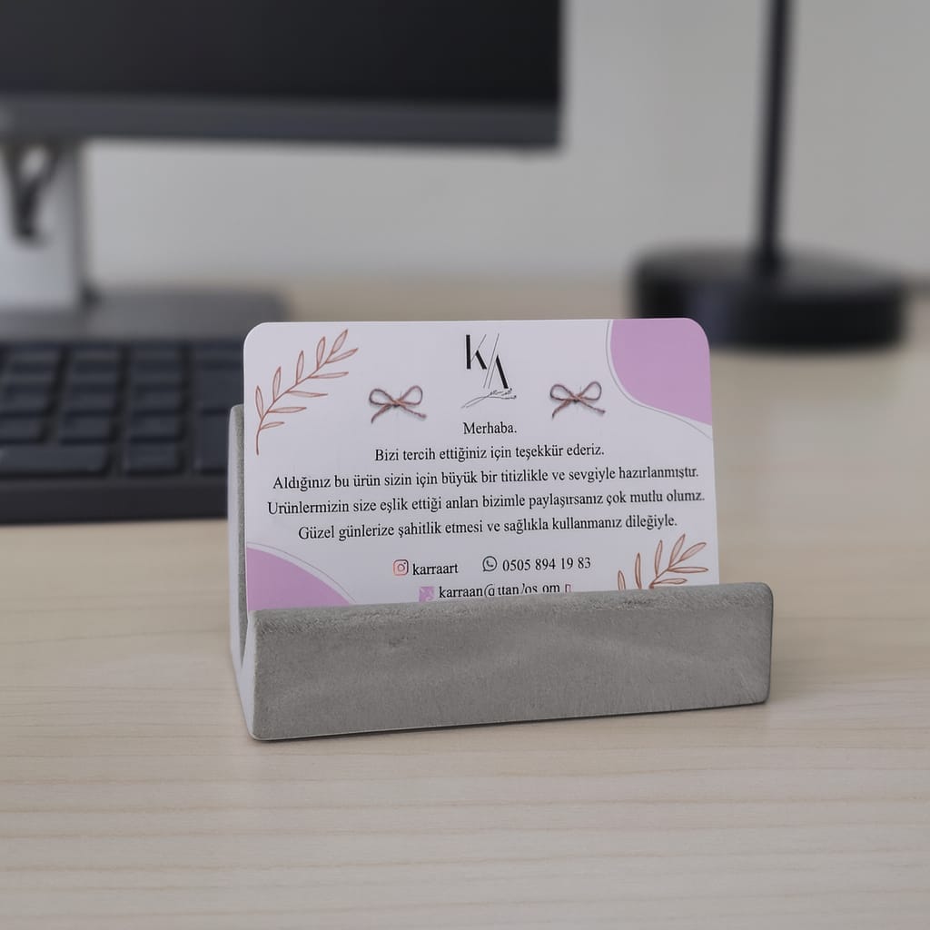 El Yapımı Beton Kartvizitlik – Gri Renk