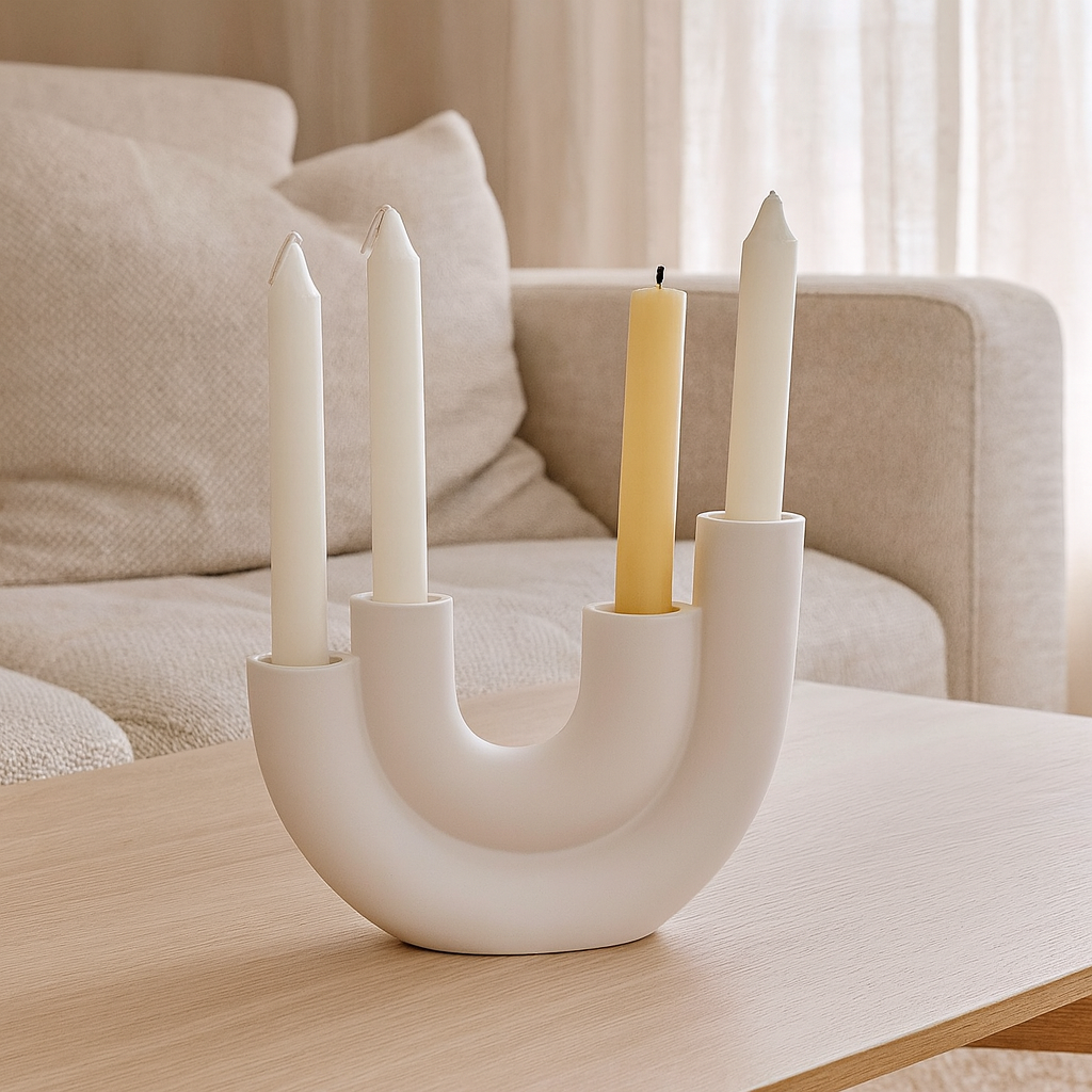 4 Gözlü Mumluk Beton Dekoratif Mumluk