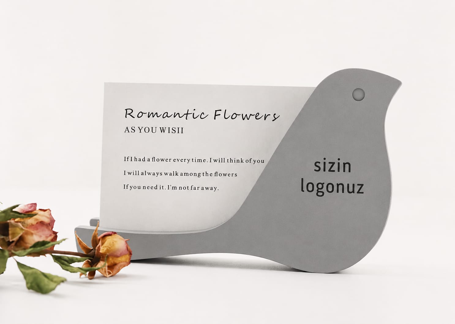 Kişiye Özel Beton Promosyon Masaüstü Kartlık – Logo Baskılı Fotoğraf ve Notluk