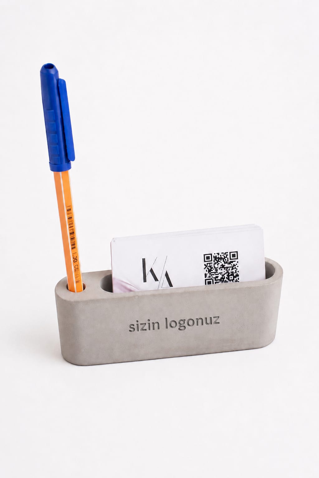Kişiye Özel Beton Kalemlik ve Kartlık – Logo Baskılı Promosyon Masaüstü Organizer