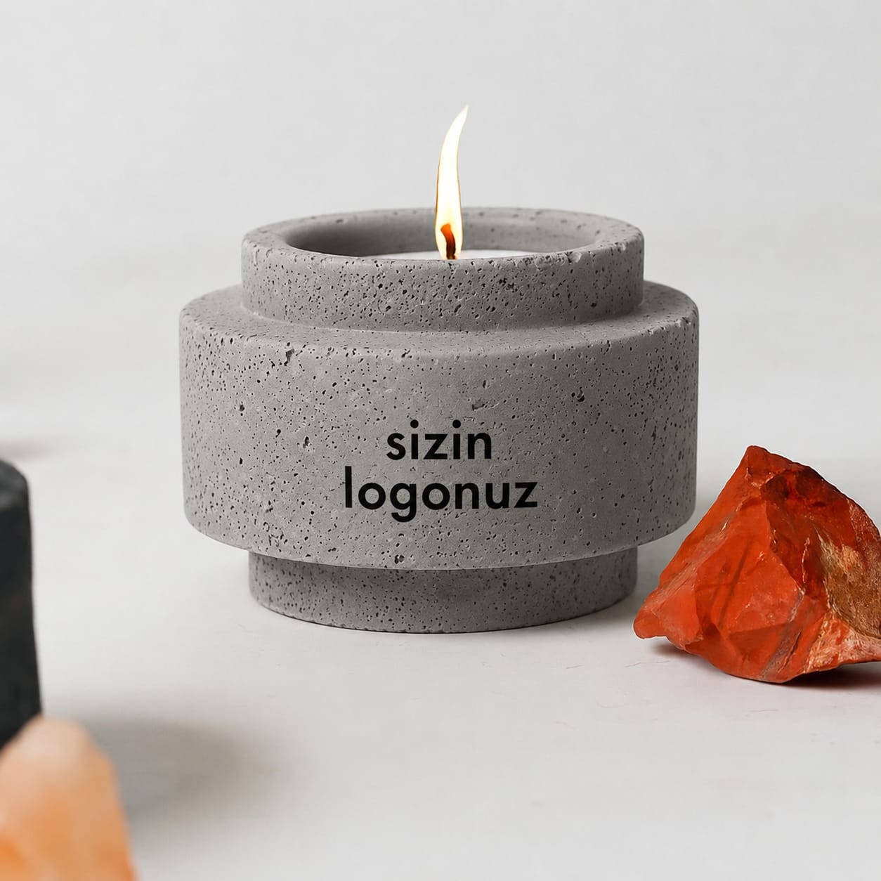 Kişiye Özel Beton Mumluk – Logo Baskılı Promosyon Dekoratif Mumluk