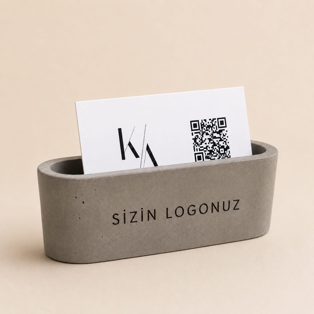 Kişiye Özel Beton Kartvizitlik – Logo Baskılı Promosyon Masaüstü Kartlık
