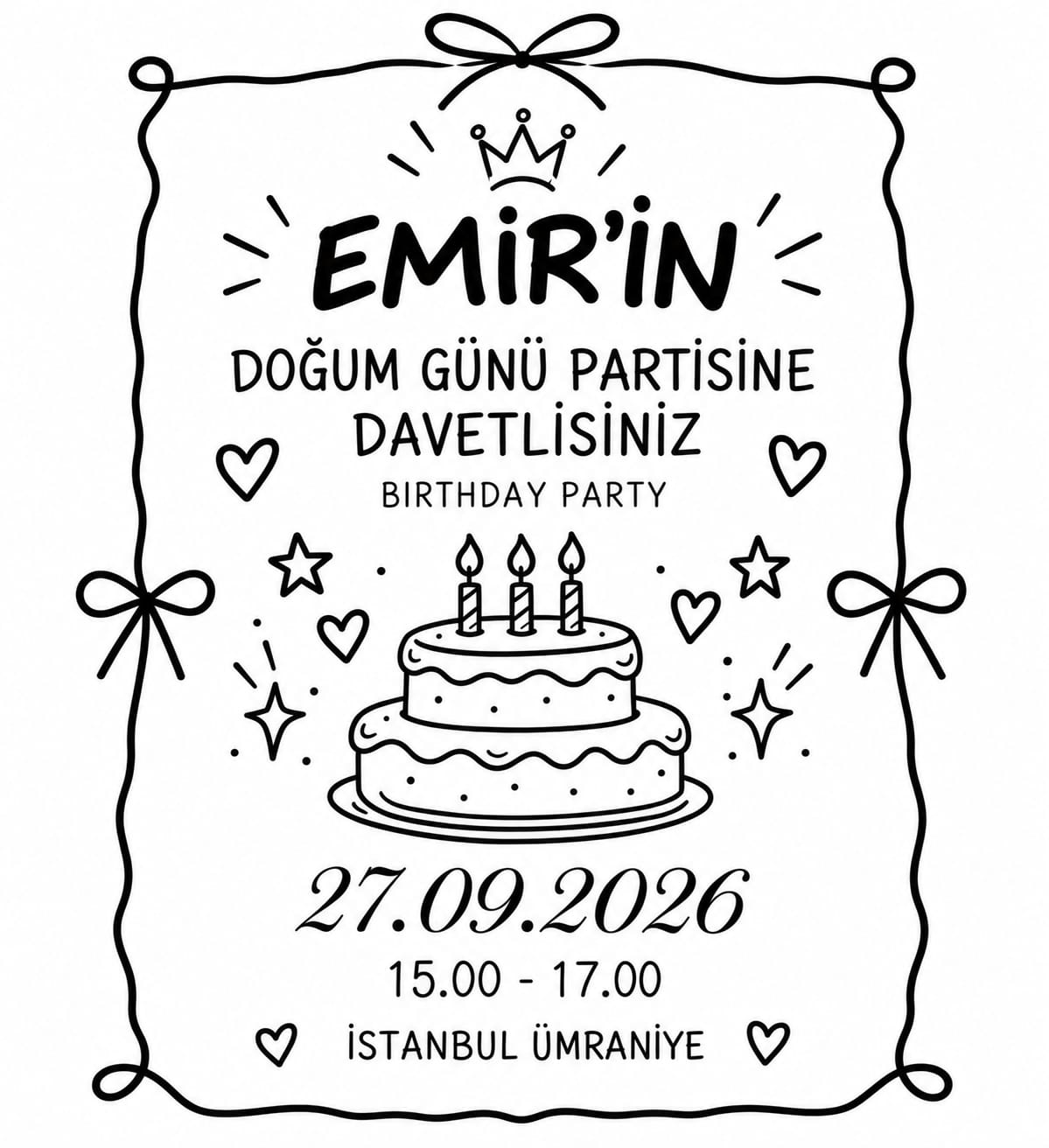 Erkek Çocuğu Doğum Günü Partisi Özel Boyama Kiti Etiketi